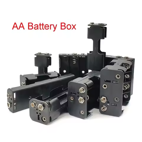 AA Battery Holder 3V 6V 9V 12V for 2X 4X 6X 8X AA Batteries Black Plastic Storage Box Case Dual Laye
