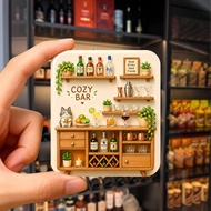 Creative Miniature Wine Cabinet Resin Embossed Magnetic Refrigerator Stickers Home Decoration Small 