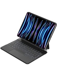 兼容多點觸控ipad Pro 11英寸（第1,2,3,4代-2018年,2020年,2021年,2022年）多點觸控鍵盤套裝 - 可拆卸背光鍵盤,可點擊任何位置觸控板 - 牛津灰色; 美國佈局