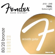 3 Pack Fender 70XL 80/20 Bronze Extra Light Acoustic Guitar Strings (010-048)