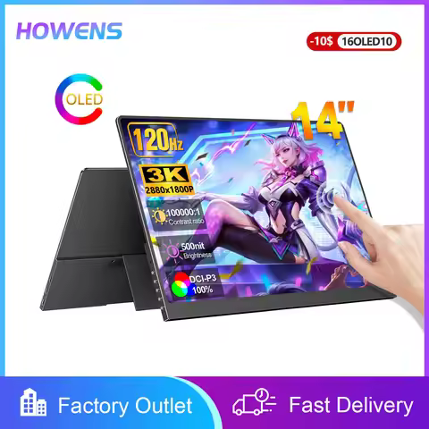 3K 2880x1800 OLED Touch Screen 14" 120Hz Gaming Monitor Portable Travel Display HDMI USB C For Lapto
