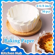 50 PCS No-Fold Basque Cake Paper 4/6/8 Inch Oilproof Disposable Liner Oven Air Fryer Baking Tray Pan