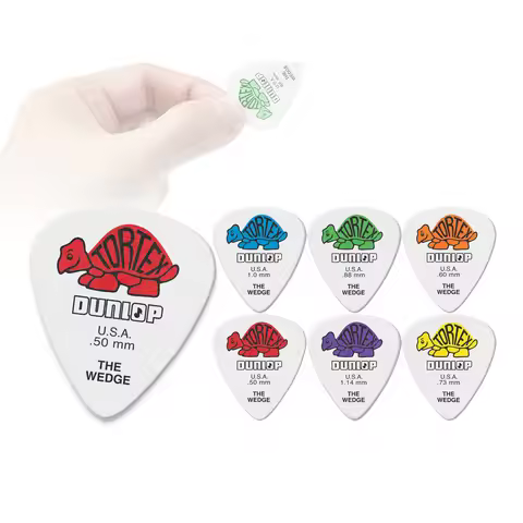 Dunlop Guitar Picks 424R TORTEX WEDGE Pick 0.50/0.60/0.73/0.88/1.0/1.14 mm, USA Original Guitar Acce