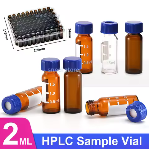9-425 Autosampler Vials 2mL HPLC/GC Sample Vials Reagent Bottle with Writing Area Screw Cap Blue PTF