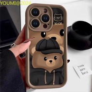 Cute cloth fan teddy bear suitable for Oppo A17 A38 A16 A15 A7 A92 A18 A52 A12 phone case A78 4G A58