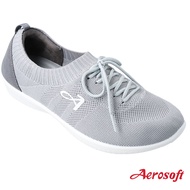 Aerosoft  รองเท้าผ้าใบผู้ชาย ผู้หญิง เพื่อสุขภาพ รุ่น SN7706 ผ้าใบสีดำ/สีเทา