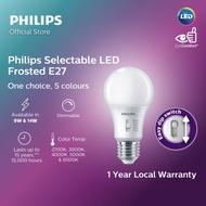 Philips LED Selectable Frosted E27 Base | 9W & 14W | Dimmable | 5 colour temperatures with EyeComfor