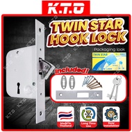 Twin Star Grill Door Hock Lock Single Mortise Steel Sliding Gate Door Lockset Made In Thailand / Kunci Pintu Besi / 单勾门锁