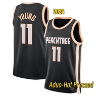 2026 Atlanta Hawks T-shirt # 11 Trae Young Basketball Black City Edition Hot Pressed Jersey