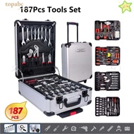 GORROS 187Pcs Tool Box Set, Carbon Steel Socket Wrench Tools Set, Portable High Hardness Wheeled Tro