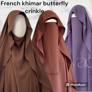 French khimar ayada butterfly crinkle jilbab instan jilbab jumbo French khimar crinkle 2 in 1 khimar