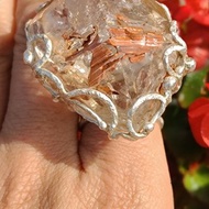 紅泥骸骨/骨幹水晶原礦手工銀戒 ~赭~Skeletal Quartz SilverRing