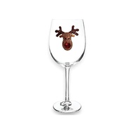 The s Jewels Red Nose Reindeer Jeweled Stemmed Wine Glass 21 Oz. U
