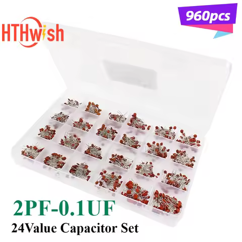 960PCS/Box Ceramic Capacitor Combination Kit 2PF-0.1UF 24Value Capacitor Set 3.9NF 10PF 22PF 33PF 47