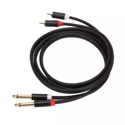 1/4in Dual RCA to Dual TS Cable 4.9ft 6.35mm 2 RCA Port to 2 TS Port Cable Stereo Interconnect Cord 