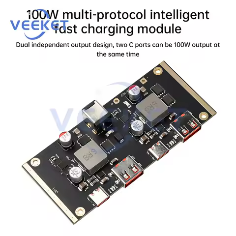 PD 100W Fast Charging Module DC12-30V 100W 2 Channel Multi-protocol Intelligent Fast Charging Module