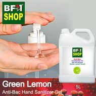 Anti Bacterial Hand Sanitizer Gel with 75% Alcohol  - Lemon - Green Lemon Anti Bacterial Hand Sanitizer Gel - 5L