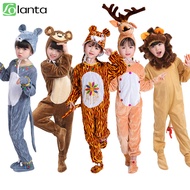 LOlanta Kids Boy Cosplay Animal Costume School Activity Cartoon Tiger Lion Monkey Deer Mouse Jumpsuit Hoodie Christmas Elk Costume Animal Performance Fancy Dress Forest Animal Onesie Kids Trick-or-treat Costume