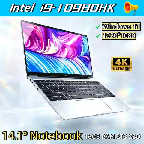Intel Core i9 10980HK 14.1 Inch Windows 11 Pro Laptop 32GB DDR4 2TB SSD Gaming Office PC Gamer Porta