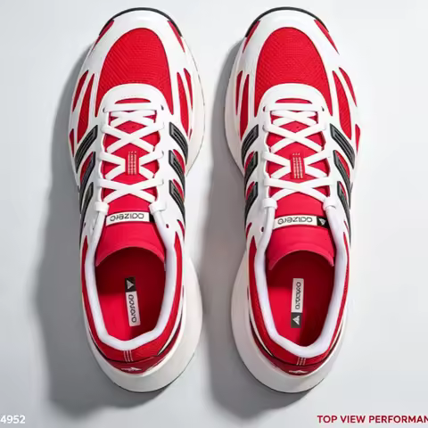 Adidas Originals Men Red White Mesh Light Cushioned Shock Absorption Marathon Training Sneakers JI03