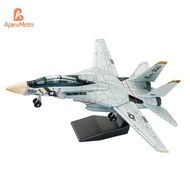 ApexMoto 1:72 Scale F-14 Tomcat Fighter Jet Model - White & Black ABS Plastic Aircraft With Detailed