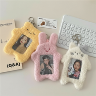 Korean Butter Cat Plush Photocard Holder with Keychain ID Credit Bank Card Bag Idol Photo Case Stati