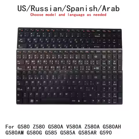 New US Russian Spanish Arab Language Keyboard For Lenovo G580 Z580 G580A V580A Z580A G580AH G580AM G