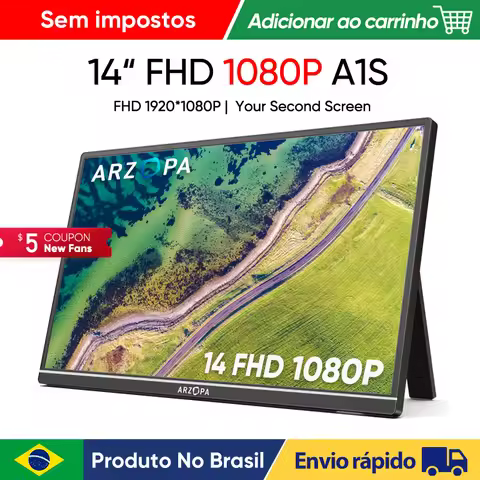 ARZOPA 14.0'' 1080P FHD IPS Portable Monitor with USB C HDMI External Second Screen for Mac,Laptop,P