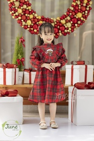 ( Sale xả) Váy  bé gái dài tay hàng thêu phục vụ Noel  tết hàng June Kabekids