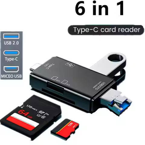 6 in 1 Otg Type C Card Reader Usb 2.0 TF Mirco SD Smart Memory Flash Drive Adapter Micro Mobile Phon