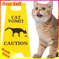 3.9In Funny Cat Dog Vomit Sign Waterproof Cute Plastic Warning Sign (Yellow Cat)