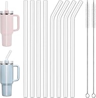 Pack of 8 Straws for Stanley Cup, Reusable Glass Straws Long with Cleaning Brushes, 31 cm Glass Stra