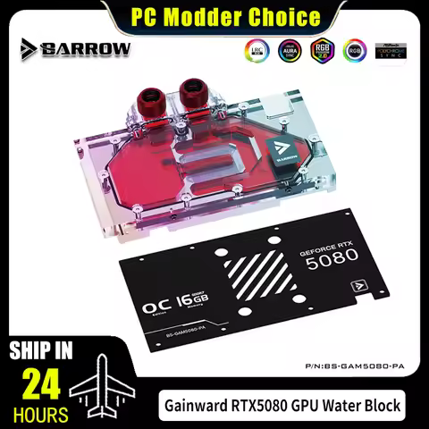 Barrow 5080 Watercooler For Graphics Card Galax & Gainward RTX5080 GPU Water Block, 5V ARGB Black/Wh