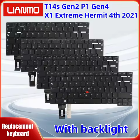US Italian German French UK Portuguese Laptop For Lenovo Thinkpad T14s Gen2 P1 Gen4 X1 Extreme Hermi