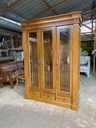 Lemari hias 3 pintu lemari minimallis kayu jati