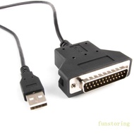 FUN USB to DB25 25Pin Male Cable for Data Transfer in Office and Industrial Use 180cm