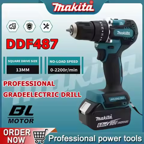 100%Makita DDF487 ddf487 18V Screwdriver Brushless Electric Drill Impact Drill Of Decoration Team Po