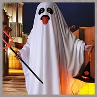 (GQWJ) Ghost Costume for Kids White Ghost Cloak Cosplay Outfits Role Play Supply for Boy Girl Hallow