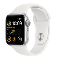 【Apple】Apple Watch SE(2代)/44mm/GPS 銀色鋁金屬錶殼，白色動型錶帶_廠商直送