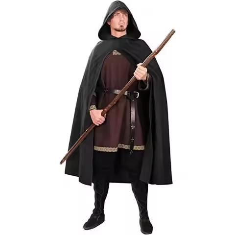 Vikings Pirate Vampire Costume Kids Larp Outfit Medieval Knight Cloak Cape Warrior Hood Robe Hallowe