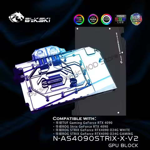 Bykski N-AS4090STRIX-X-V2 ASUS ROG RTX4090 Watercooler For Strix / TUF 4090 GPU Water Block + Alumin