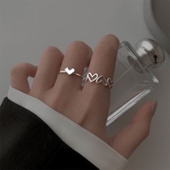 2PCS/Set Hollow Love Ring Female Niche Design Index Finger Ring Open Ring