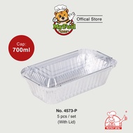 4573-P MyChef Dulang Aluminium dengan Penutup Plastik - 5 Keping/Paket/MyChef Aluminium Foil Tray wi
