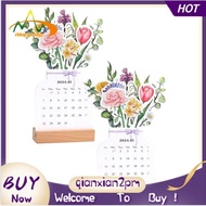 【rbkqrpesuhjy】2024 Bloomy Flowers Desk Calendar with Wooden Base, Creatives Floral Desk Calendar, Desk Calendar 2024 Beautiful Flowers Easy Install