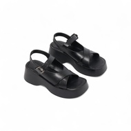 Giày Sandal Đế xuồng Da PU Cao 6cm Hở Mũi Pixie H363