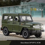 1:18 Scale Russia UAZ Hunter RV Model Car Toys Alloy Diecast Off-road Vehicles Sound Light Doors Ope