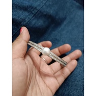 Luxury JEWELRY LOMBOK SEA PEARL BRACELET GRADE B ORIGINAL RHODIUM SILVER SEA PEARL BANGEL BRACELET