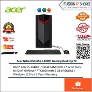 Acer Nitro N50-656-14400F Gaming Desktop PC ( i5-14400F, 16GB D5, 512GB SSD, RTX3050 6GB, W11Pro)