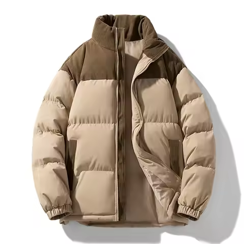 Latest Men Winter Thickened Warm Color Block Puffer Jacket Fashion Casual Male Parka New Arrival Tre
