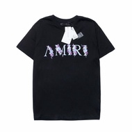 VEX เสื้อยืดแขนสั้น พิมพ์ลายโลโก้ AMIRI ดอกไม้ โมโนแกรม เหมาะกับฤดูร้อน สําหรับผู้ชาย และผู้หญิง VBX